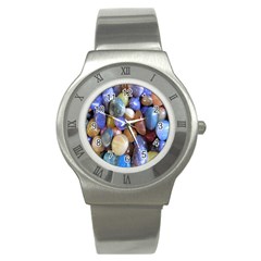 Rock Tumbler Used To Polish A Collection Of Small Colorful Pebbles Stainless Steel Watch by Simbadda