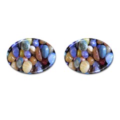 Rock Tumbler Used To Polish A Collection Of Small Colorful Pebbles Cufflinks (oval) by Simbadda