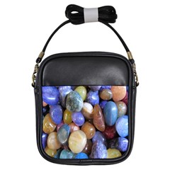 Rock Tumbler Used To Polish A Collection Of Small Colorful Pebbles Girls Sling Bags by Simbadda