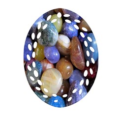 Rock Tumbler Used To Polish A Collection Of Small Colorful Pebbles Ornament (oval Filigree) by Simbadda