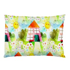 Summer House And Garden A Completely Seamless Tile Able Background Pillow Case (two Sides) by Simbadda