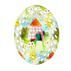 Summer House And Garden A Completely Seamless Tile Able Background Oval Filigree Ornament (two Sides) by Simbadda