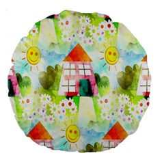 Summer House And Garden A Completely Seamless Tile Able Background Large 18  Premium Round Cushions by Simbadda