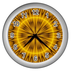 Fractal Yellow Kaleidoscope Lyapunov Wall Clocks (silver) 