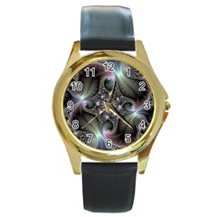 Precious Spiral Wallpaper Round Gold Metal Watch by Simbadda