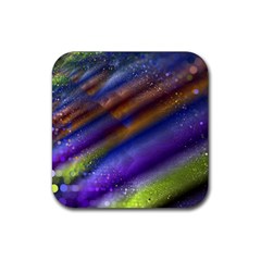 Fractal Color Stripes Rubber Coaster (square)  by Simbadda