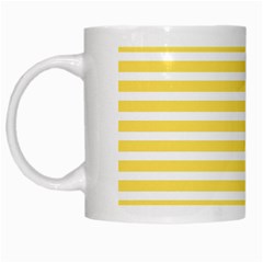 Horizontal Stripes Yellow White Mugs