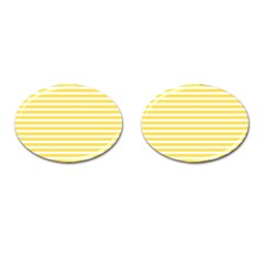 Horizontal Stripes Yellow Cufflinks (oval) by Mariart