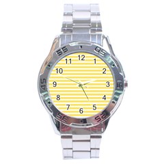 Horizontal Stripes Yellow Stainless Steel Analogue Watch by Mariart