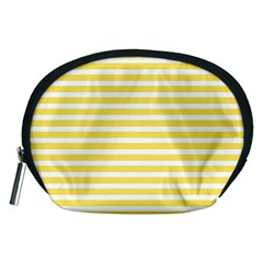 Horizontal Stripes Yellow Accessory Pouches (medium)  by Mariart