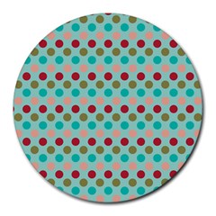 Large Colored Polka Dots Line Circle Round Mousepads by Mariart