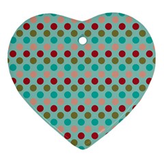 Large Colored Polka Dots Line Circle Ornament (heart) by Mariart