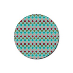 Large Colored Polka Dots Line Circle Rubber Round Coaster (4 Pack)  by Mariart