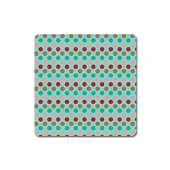 Large Colored Polka Dots Line Circle Square Magnet by Mariart