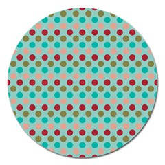 Large Colored Polka Dots Line Circle Magnet 5  (round) by Mariart