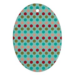 Large Colored Polka Dots Line Circle Oval Ornament (two Sides) by Mariart