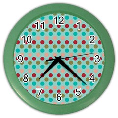 Large Colored Polka Dots Line Circle Color Wall Clocks by Mariart