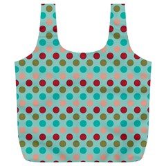 Large Colored Polka Dots Line Circle Full Print Recycle Bags (l)  by Mariart