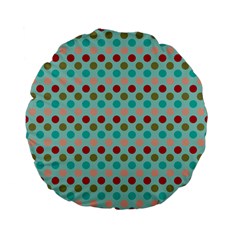 Large Colored Polka Dots Line Circle Standard 15  Premium Flano Round Cushions