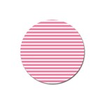 Horizontal Stripes Light Pink Magnet 3  (Round) Front