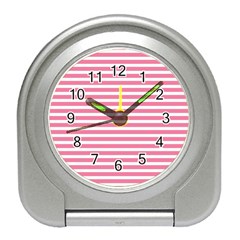 Horizontal Stripes Light Pink Travel Alarm Clocks