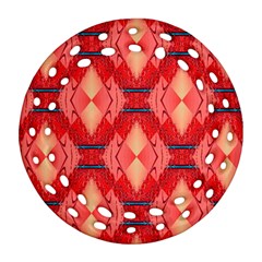 Orange Fractal Background Round Filigree Ornament (two Sides) by Simbadda