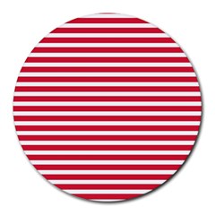 Horizontal Stripes Red Round Mousepads