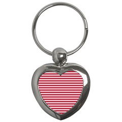 Horizontal Stripes Red Key Chains (heart) 