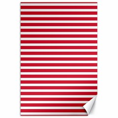 Horizontal Stripes Red Canvas 20  x 30  