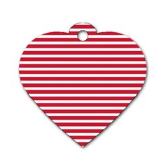 Horizontal Stripes Red Dog Tag Heart (Two Sides)