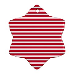 Horizontal Stripes Red Ornament (snowflake) by Mariart