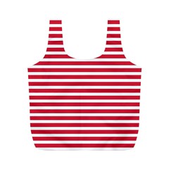 Horizontal Stripes Red Full Print Recycle Bags (m)  by Mariart
