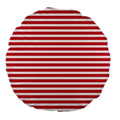 Horizontal Stripes Red Large 18  Premium Flano Round Cushions