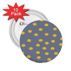 Limpet Polka Dot Yellow Grey 2 25  Buttons (10 Pack) 