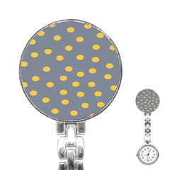 Limpet Polka Dot Yellow Grey Stainless Steel Nurses Watch by Mariart