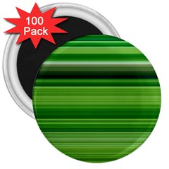 Horizontal Stripes Line Green 3  Magnets (100 Pack)