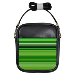 Horizontal Stripes Line Green Girls Sling Bags