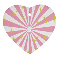 Hurak Pink Star Yellow Hole Sunlight Light Ornament (heart) by Mariart