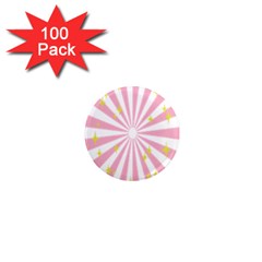 Hurak Pink Star Yellow Hole Sunlight Light 1  Mini Magnets (100 Pack)  by Mariart