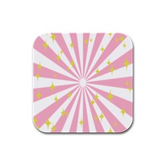 Hurak Pink Star Yellow Hole Sunlight Light Rubber Square Coaster (4 Pack)  by Mariart