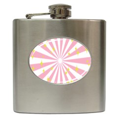 Hurak Pink Star Yellow Hole Sunlight Light Hip Flask (6 Oz)