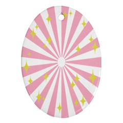 Hurak Pink Star Yellow Hole Sunlight Light Oval Ornament (two Sides)