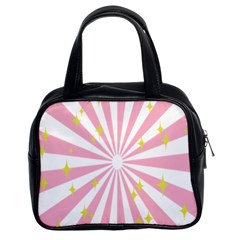 Hurak Pink Star Yellow Hole Sunlight Light Classic Handbags (2 Sides) by Mariart