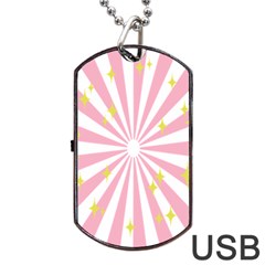 Hurak Pink Star Yellow Hole Sunlight Light Dog Tag Usb Flash (one Side)