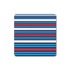Martini Style Racing Tape Blue Red White Square Magnet by Mariart