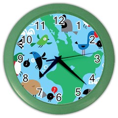 New Zealand Birds Detail Animals Fly Color Wall Clocks by Mariart