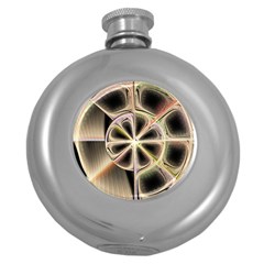 Background With Fractal Crazy Wheel Round Hip Flask (5 Oz) by Simbadda