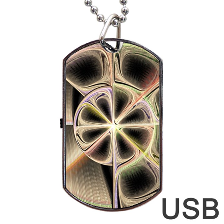 Background With Fractal Crazy Wheel Dog Tag USB Flash (Two Sides)