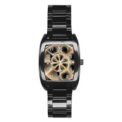 Background With Fractal Crazy Wheel Stainless Steel Barrel Watch by Simbadda