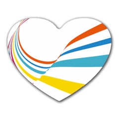 Line Rainbow Orange Blue Yellow Red Pink White Wave Waves Heart Mousepads
